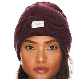 Rag & Bone Deep Burgundy Merino Wool Beanie